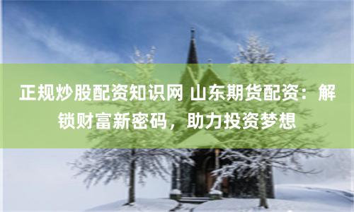 正规炒股配资知识网 山东期货配资：解锁财富新密码，助力投资梦想